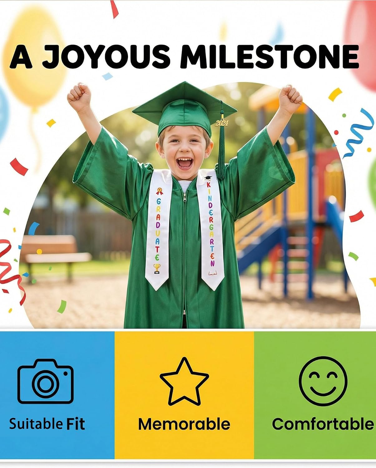 Kindergarten Graduation Cap and Gown - Kids Cap and Gown with Stole and Certificate for 2026 Preschool Graduation