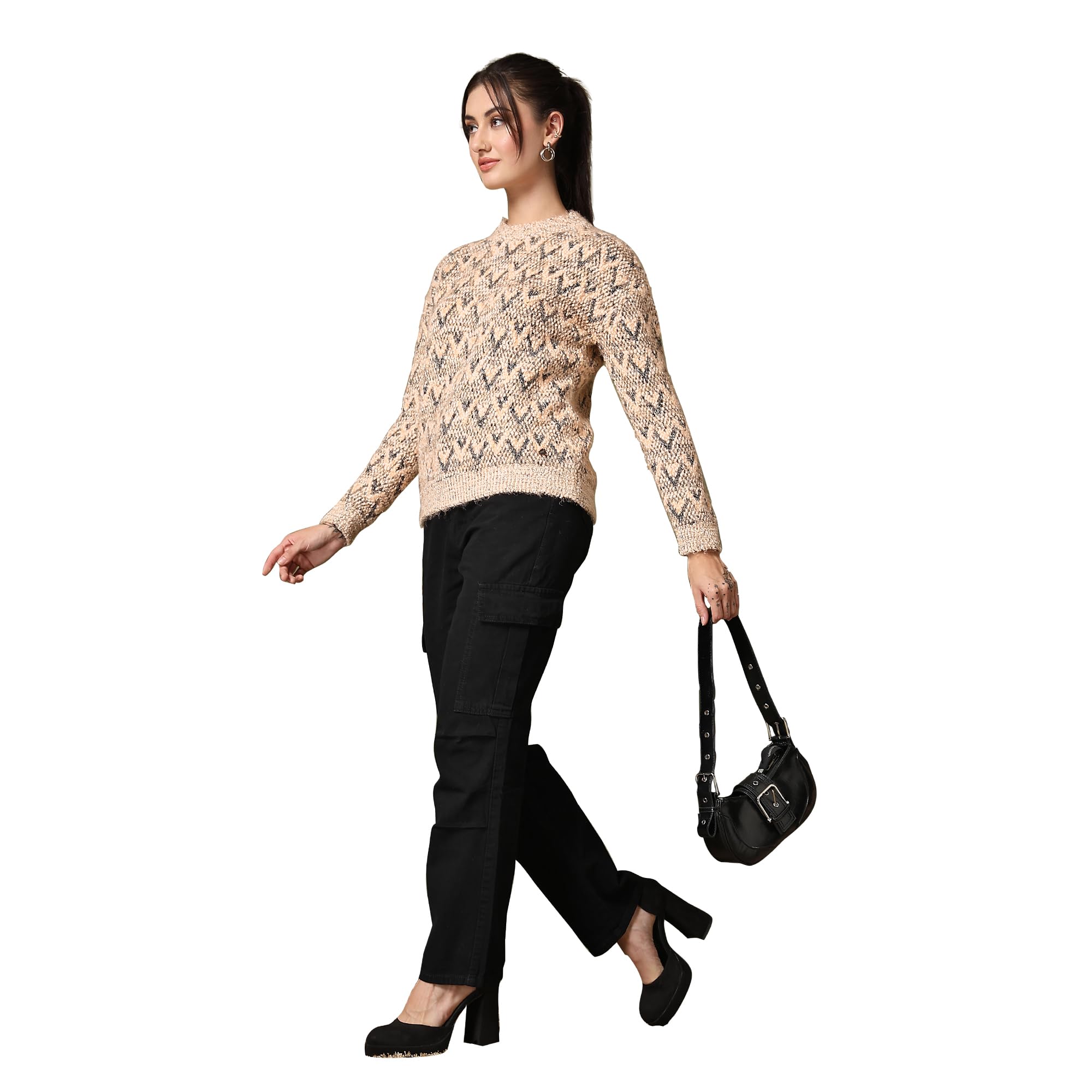 Women Self Design Pullover Sweater Rust_T5W 25458-image-36