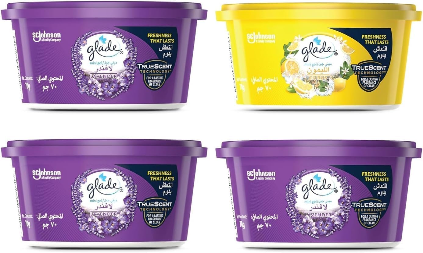 Glade Mini Gel Air Freshener Bundle, 3 x Lavender & 1 x Citrus Scent
