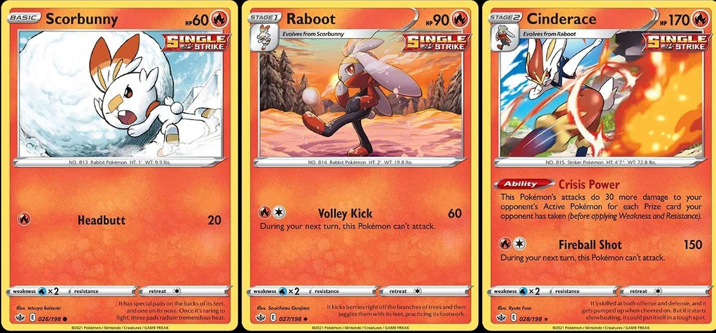 Cinderace 028 198 - Chilling Reign - Pokemon Evolution 3 Card Lot - Rare - Stage 2 Single