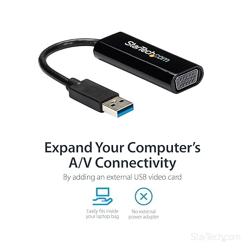 Miniatura 3 de StarTech.com USB 3.0 to VGA Adapter, USB to VGA Monitor Converter for Windows, Slim, TAA (no support for macOS/ChromeOS/Linux)