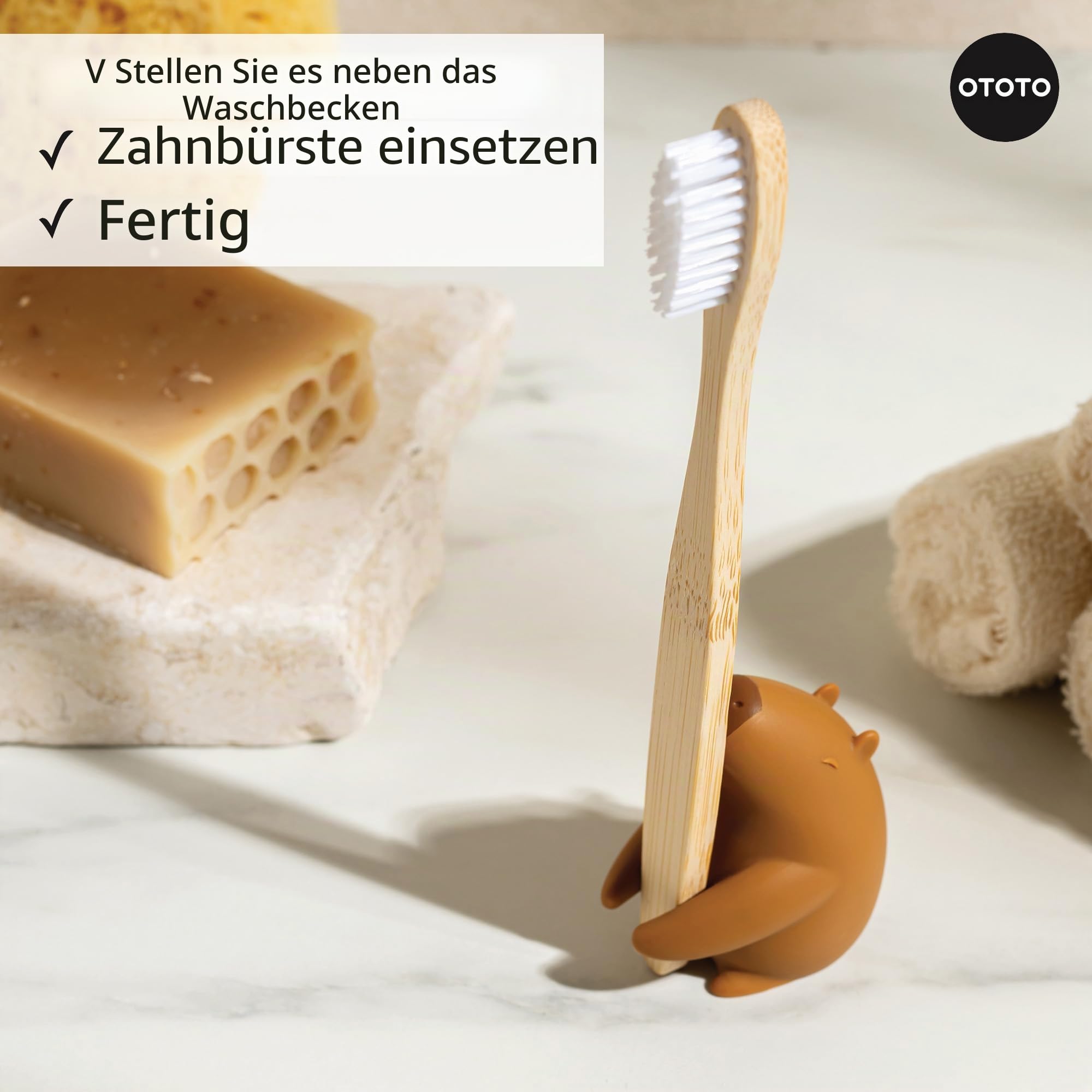 OTOTO Capybrush – Niedlicher Capybara Zahnbürstenhalter für das Badezimmer – Lustige Wasserschwein Deko & Geschenkideen für Erwachsene – Zahnbürstenständer & Schreibtisch-Organizer – Silikon