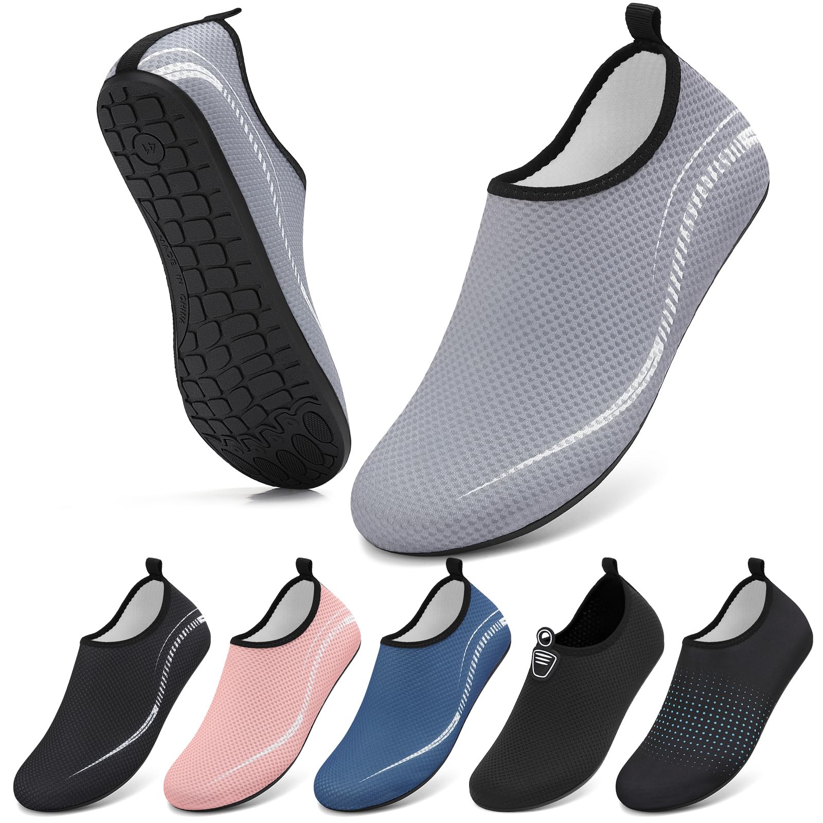 BARFULKER Badeschuhe Wasserschuhe Damen Herren Schnell Trocknend Aquaschuhe rutschfeste Strandschuhe Surfschuhe Schwimmschuhe Barfußschuhe Beach Pool Unisex