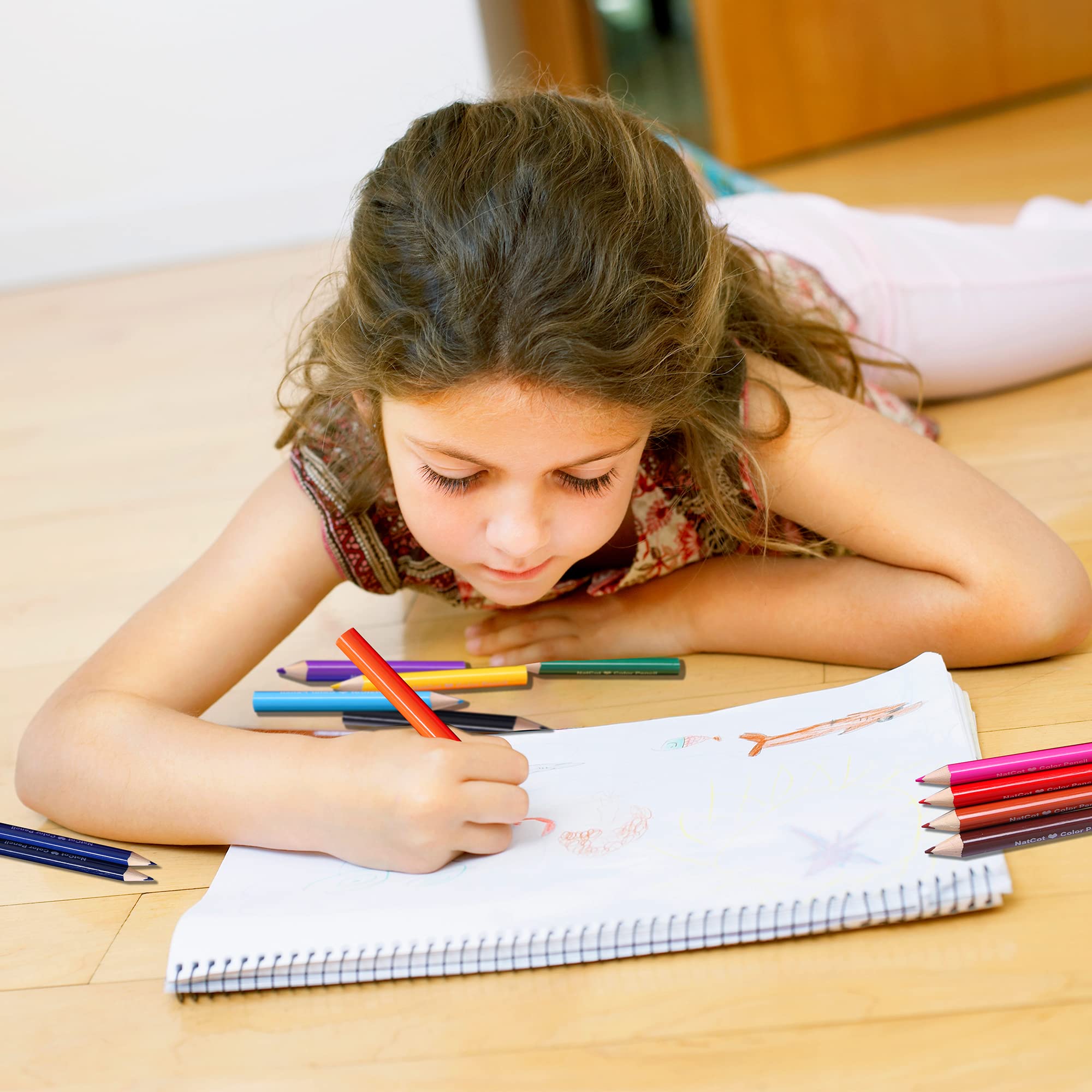 ThEast 12 Short Jumbo Colored Pencils, Cute Animal Drawing Pencils For Kids Ages 3-12, Hexagonal - View #2