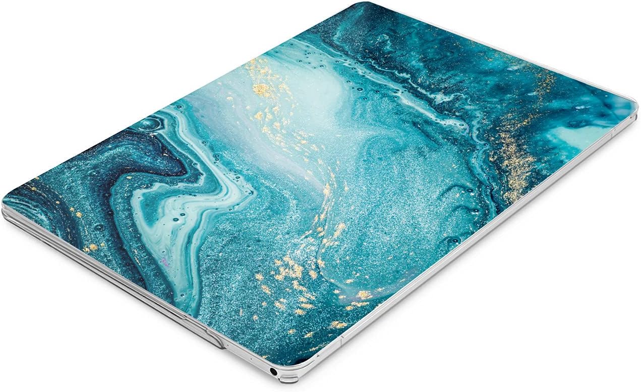 Hard Case Compatible for MacBook Pro 16 14 M3 M2 2023 M1 Pro 13 2022 Air 13 2021 Retina 2020 Mac 11 12 Design Art Glitter Teal Gold Print Cover Laptop Paint Ocean Abstract Blue Protective
