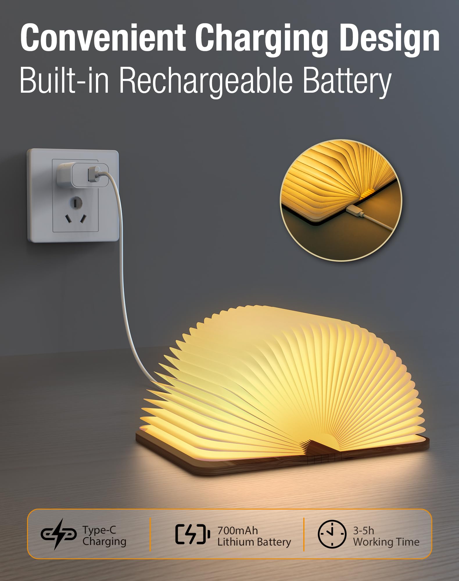 Licht für Bücher, Zimmerbeleuchtung, Vintage Lampe, kabellose Tischlampe, Nachtlampe, wiederaufladbare LED-Lampe für Schlafzimmer, Außenbereich, Partys, Geburtstagsgeschenk
