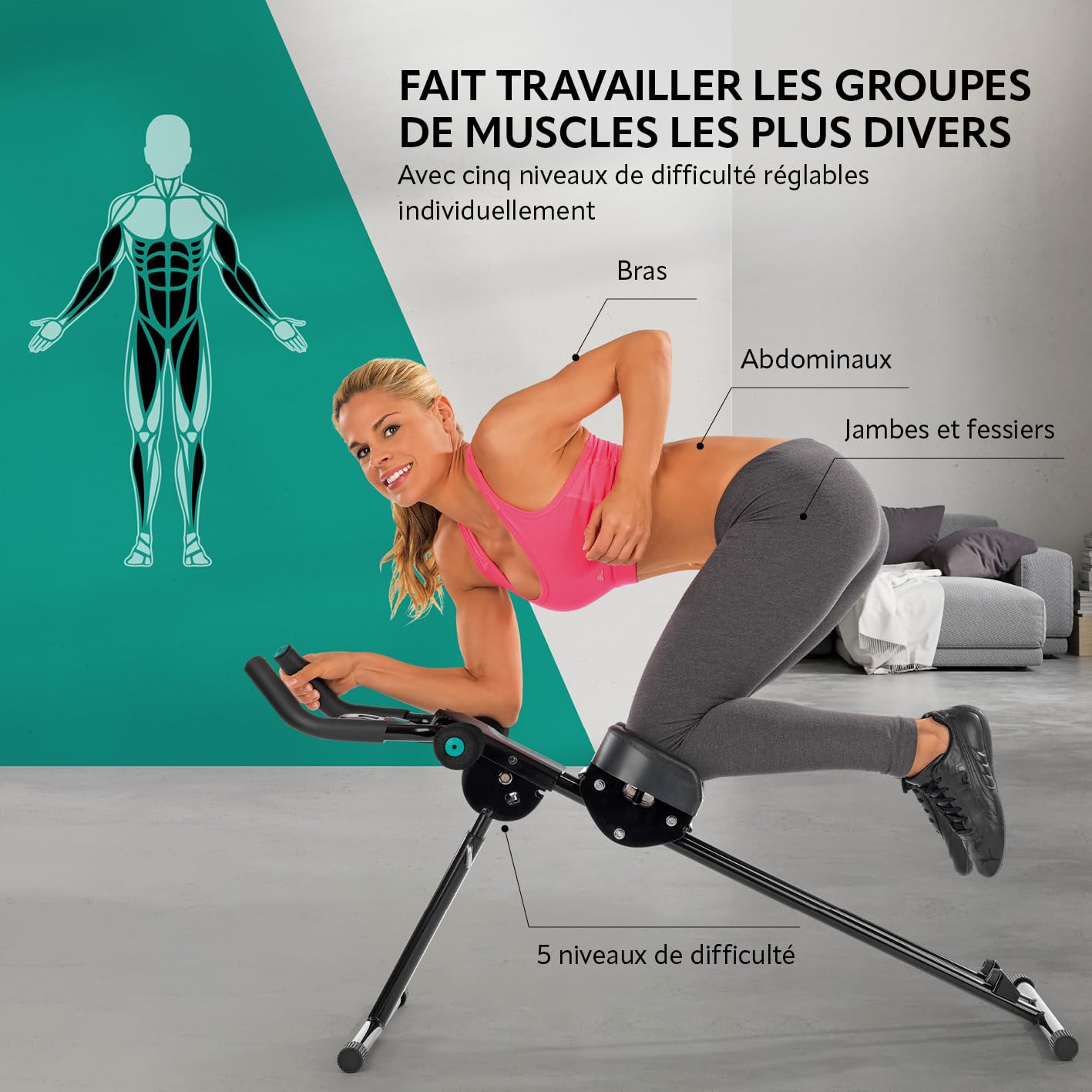 VITALmaxx Abmaxx 6 Bauchtrainer für Zuhause | 5 individuelle