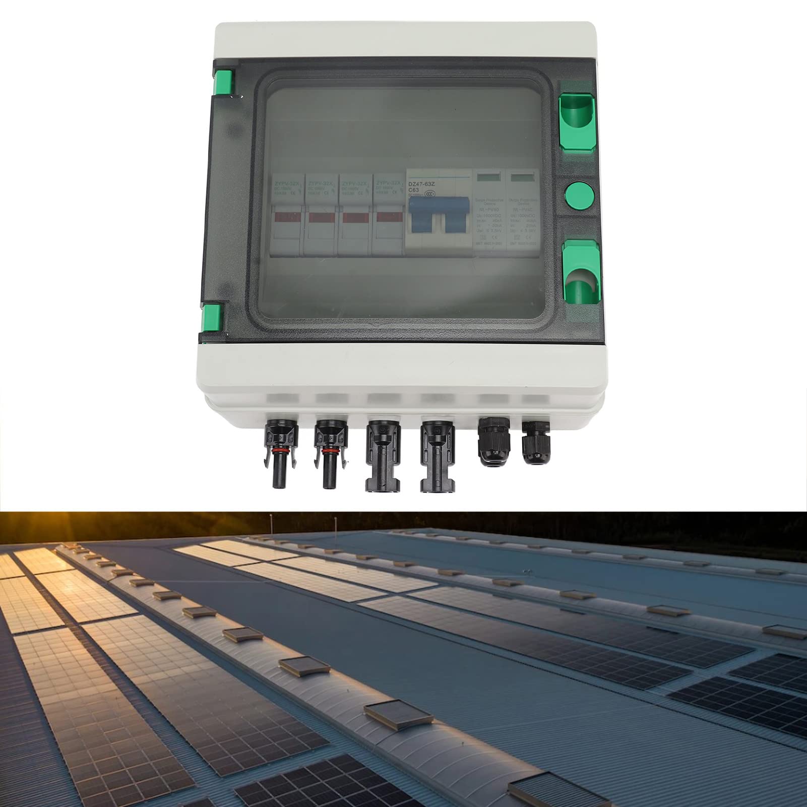 2 String Solar PV Combiner Box DC1000V 2 In 1 Out 15A Fusibile Protezione Contro i Fulmini Interruttore