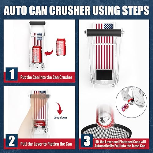 Miniatura 50 de Mckay Trituradora de latas de metal de 16 onzas y 12 onzas, trituradora de latas montada en la pared, trituradora de latas para reciclar trituradora