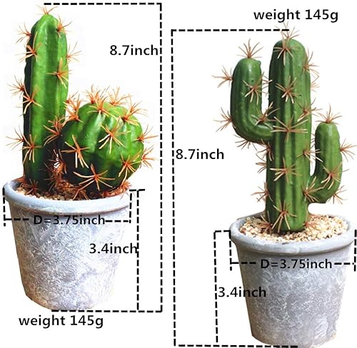 Miniatura 2 de Plantas suculentas artificiales, plantas decorativas de cactus falsos, cactus artificiales con macetas grises, cactus sintético artificial para