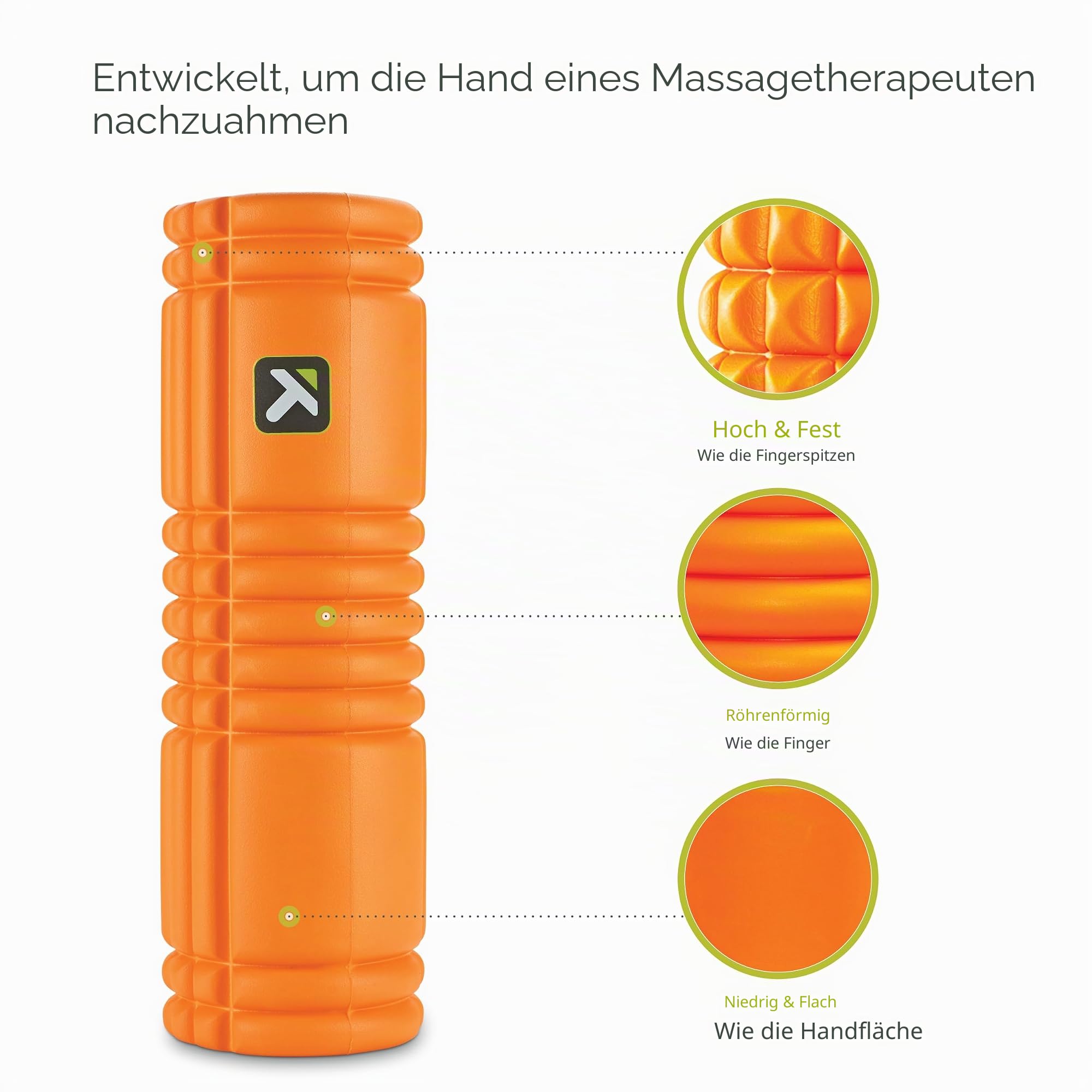 Trigger Point TriggerPoint Grid Vibe Plus Faszienrolle, Kompakte Massagerolle, mit Vibrationtechnologie für Muskelentspannung, Orange, 12"/30cm, Einheitsgröße