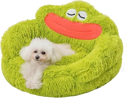 Review Jiupety Cute Calming Dog and Cat Bed, Plush Indoor Donut Dog Beds, L(27″x27″x14″) Size for Small Dogs and Cats, Cute Cartoon Soft Bed, Green Mouth. Review Jiupety Cute Calming Dog and Cat Bed, Plush Indoor Donut Dog Beds, L(27″x27″x14″) Size for Small Dogs and Cats, Cute Cartoon Soft Bed, Green Mouth.