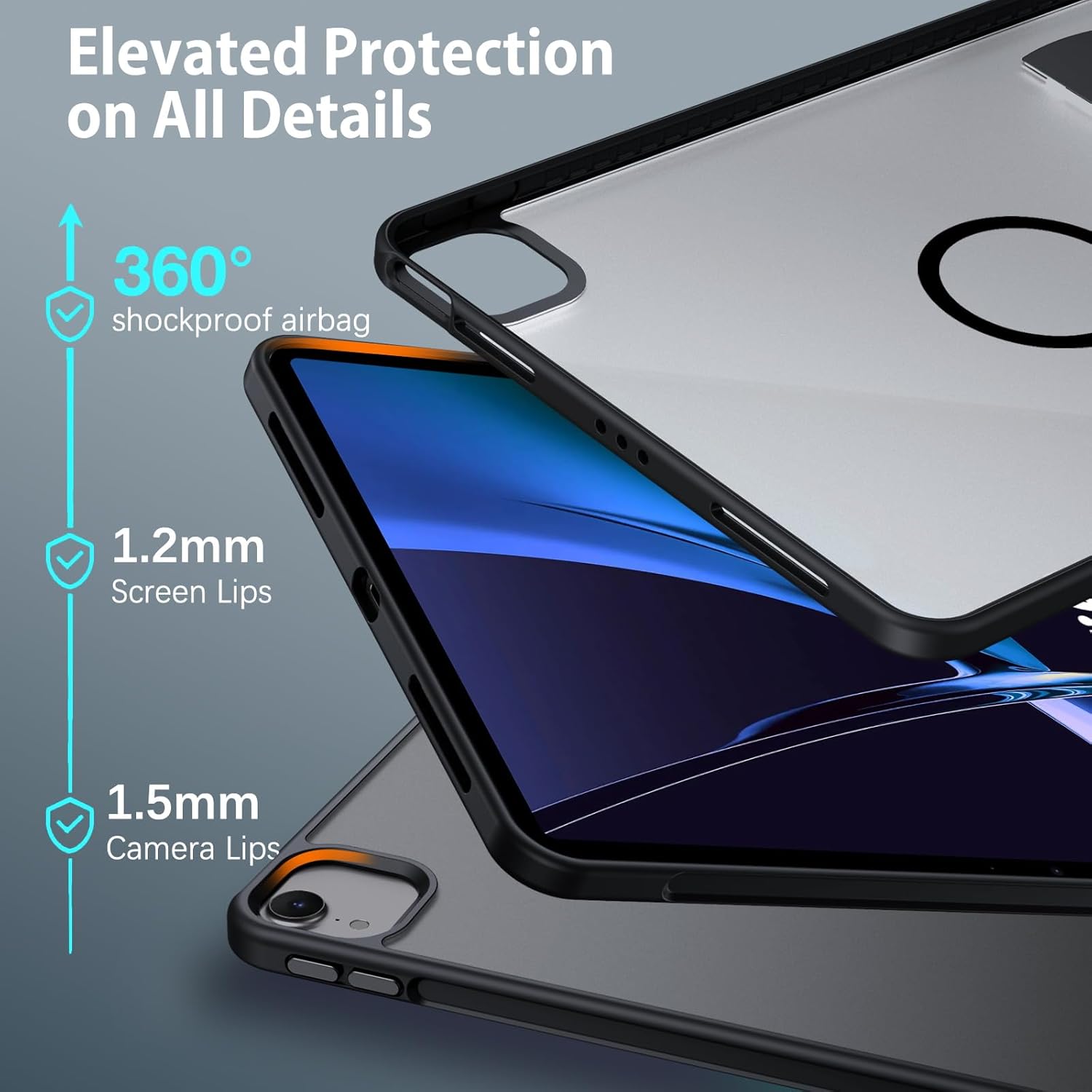 BENTOBEN for iPad Air 11" Case M3/M2 2025/2024 with Invisible Stand,iPad Air 7th/6th Gen Magnetic Case,Translucent Matte Shockproof Protective Tablet Cover for iPad Air 5th/4th Gen 10.9" 2022,Black - Image 8