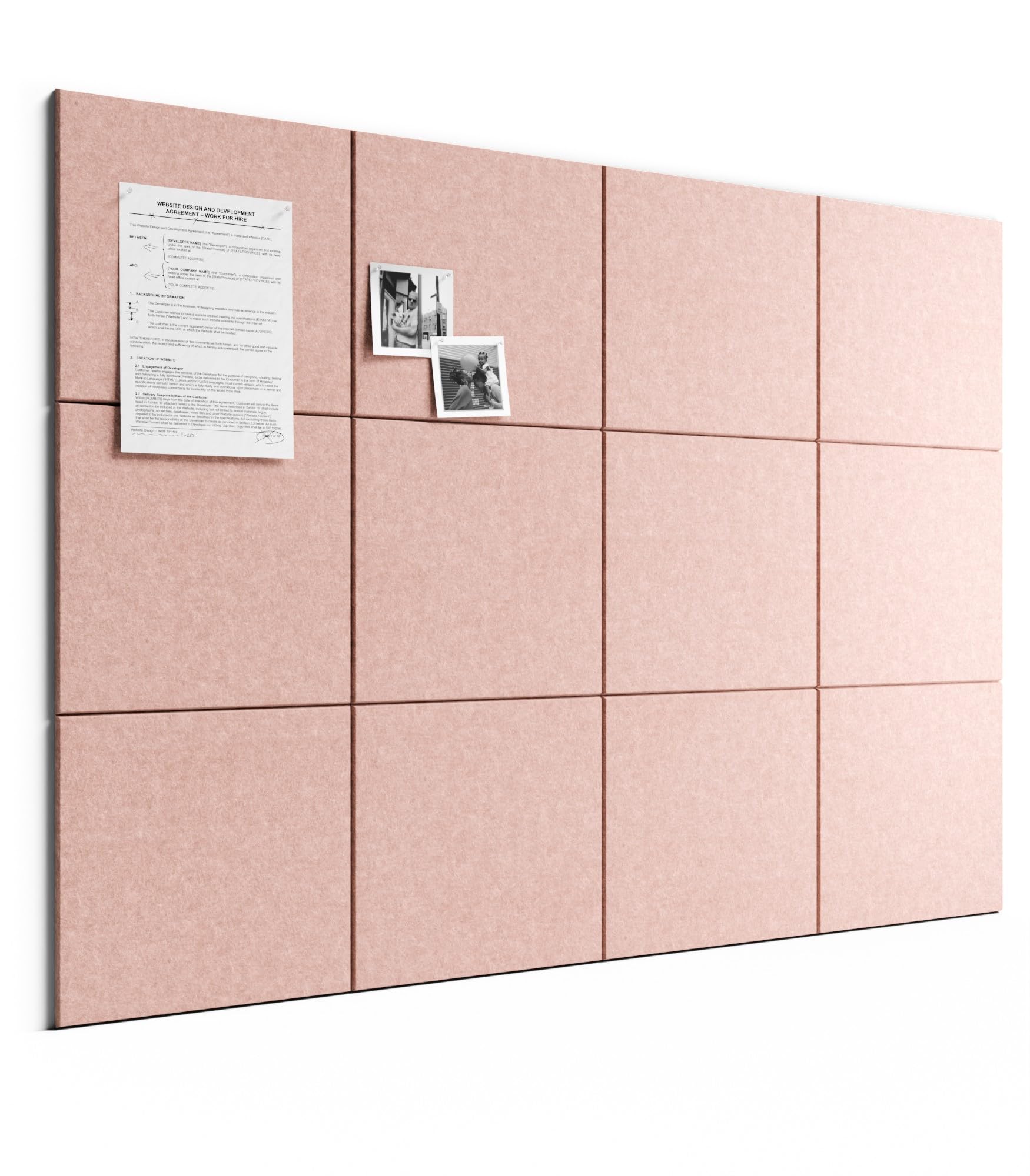 Bumusty Large Felt Notice Board 48" x 36" Cork Board Alternative-12 Pack with 70 Safe Removable Adhesive Tabs, Cork Boards for Walls for Home Office Classroom Pin Board-Pink
