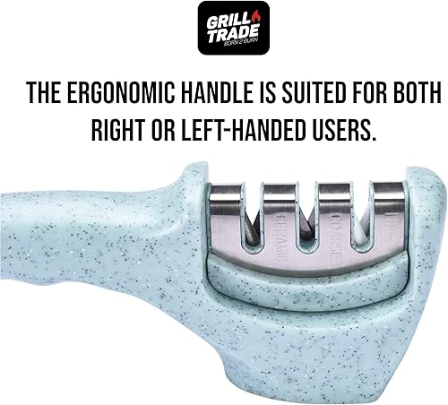 Miniatura 2 de Grill Trade Kit de afilado de cuchillos de cocina 3 en 1, kit portátil y manual para cuchillos y tijeras, herramienta afilada para accesorios de