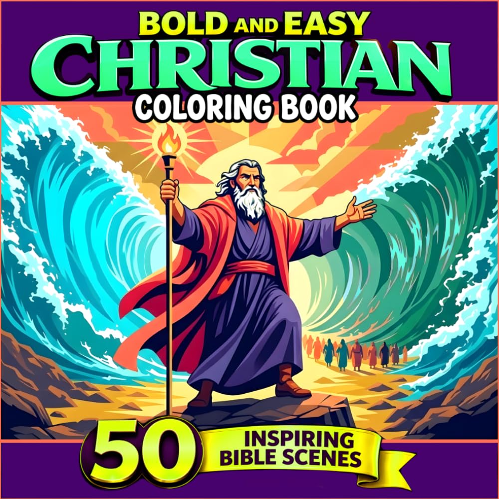 Bold and Easy Christian Coloring Book for Adults: 50 Inspiring Bible Scenes for Relaxation & Stress Relief