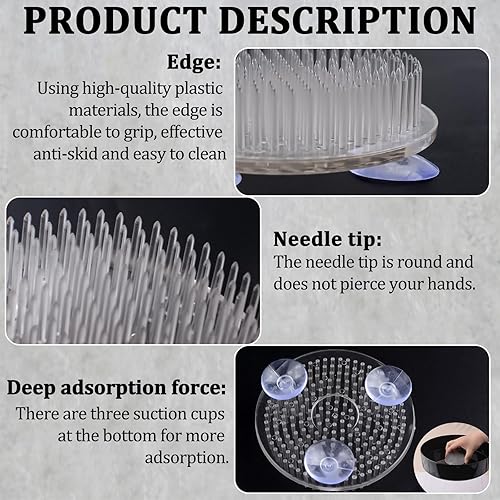 Miniatura 3 de WANDIC Rana de flores, 4 piezas redondas de plástico transparente Ikebana Kenzan Frogs Japonés Flower Arreglar el soporte con 3 ventosas para