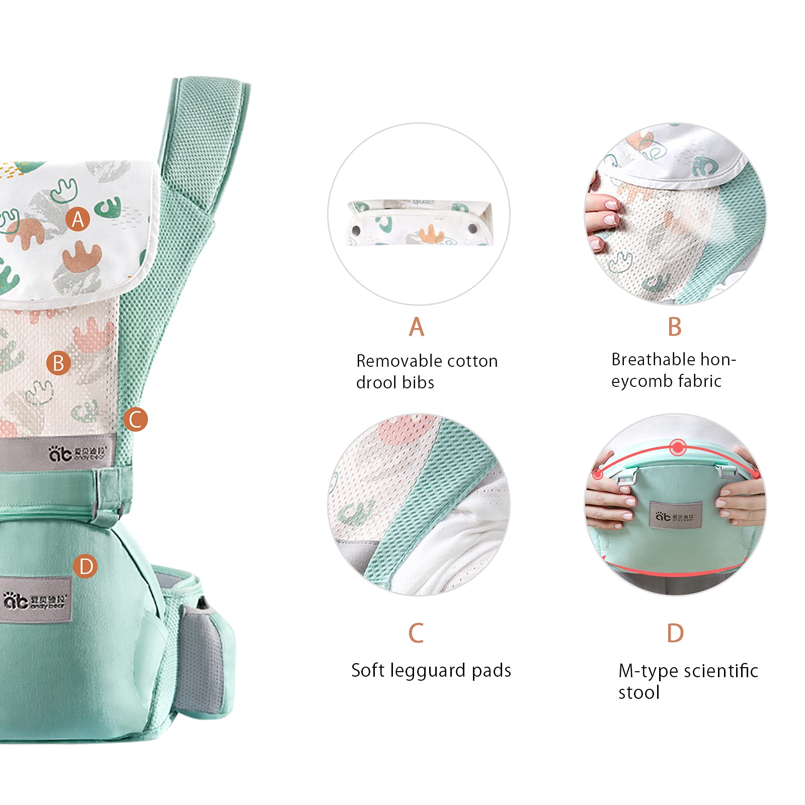SONARIN Marsupio Neonati Ergonomico con Sedile,Puro Cotone Portantina Leggero e Traspirante per Bambini da 0-36 Mesi,Approvato da Standard di Sicurezza,Multiposizione,Fino a 30 KG(Grigio)