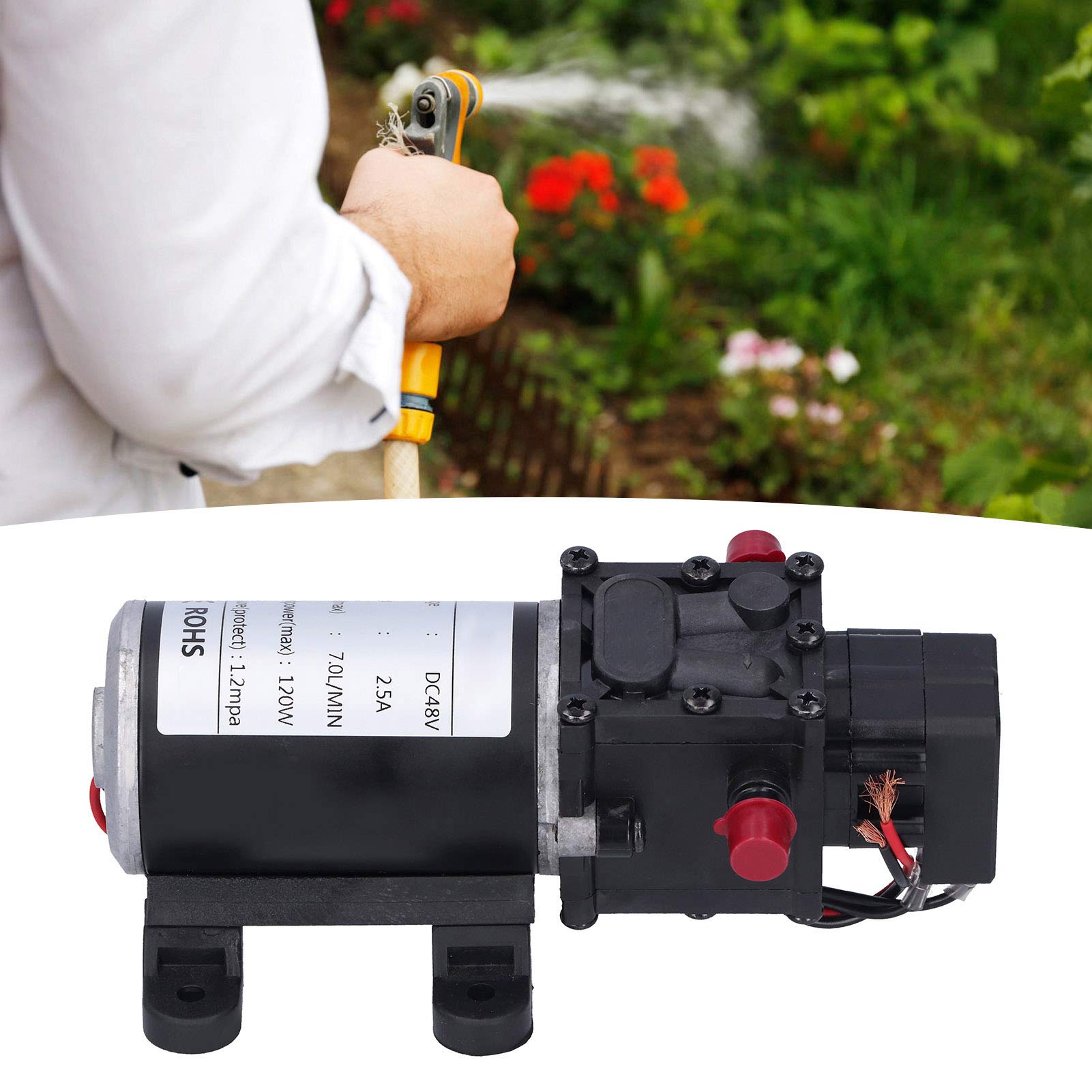 Respicefinem Dc48V 120W Dc Pompa a membrana intelligente 7.0L Min Atomizzazione automatica Pompa acqua ad alta pressione per accessori per attrezzi da giardino