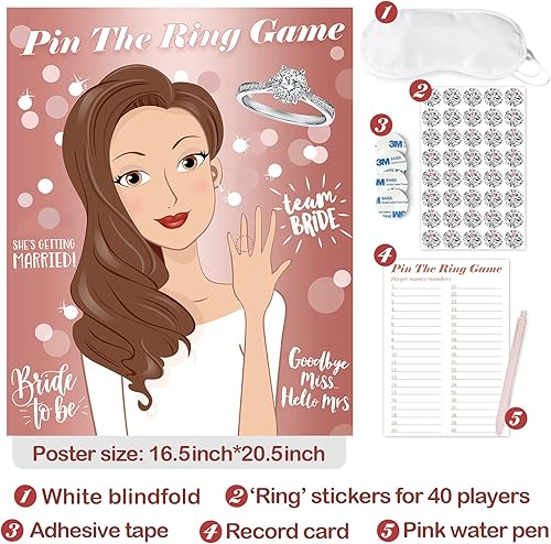 Miniatura 2 de Pin the Ring en el juego de la novia, 2 piezas de despedida de soltera juegos de regalos de despedida de soltera, estilo novio