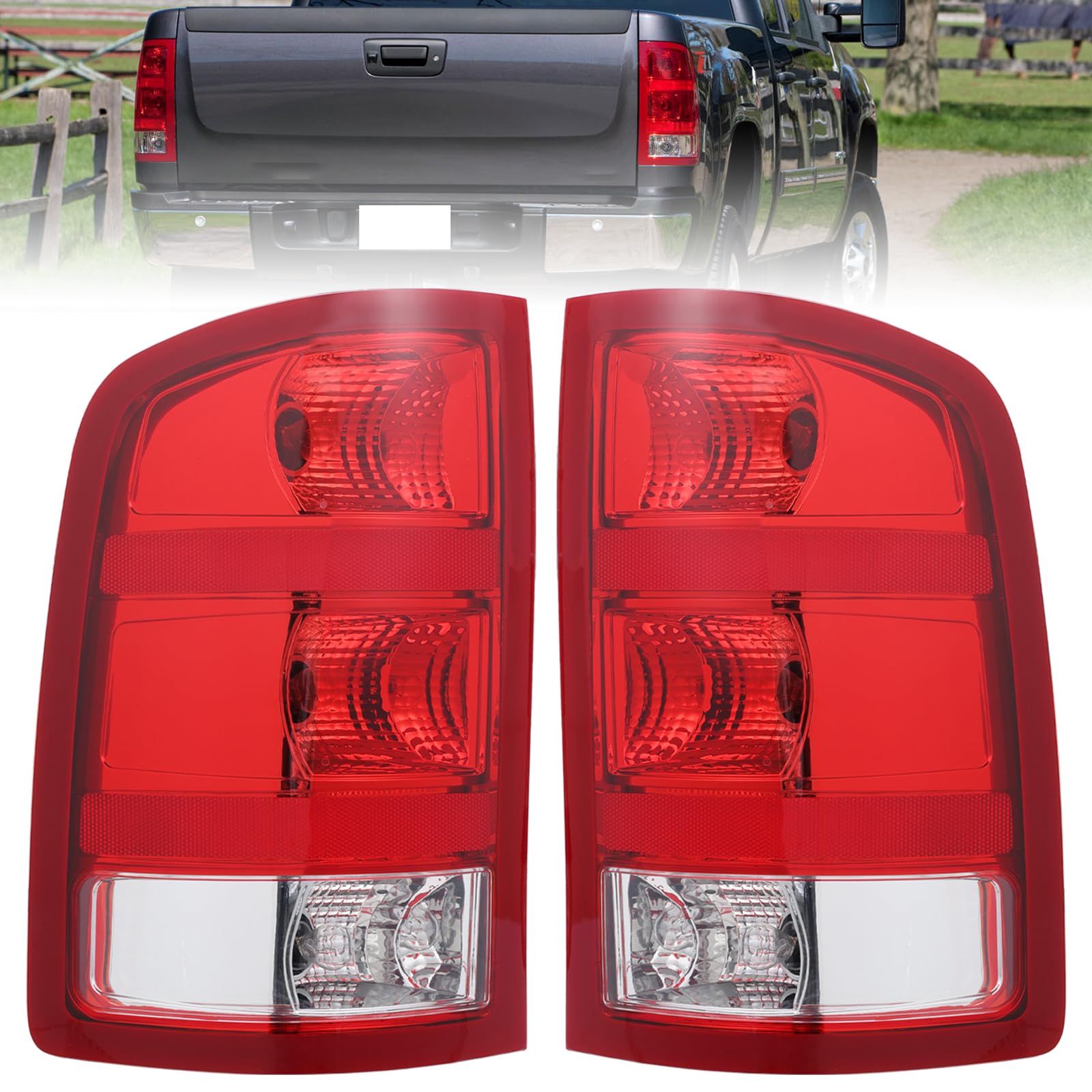 Photo 1 of Boine Tail Light Compatible With 2007-2013 GMC Sierra 1500 2500HD 3500HD Driver and Passenger Side Rear Light Housing Brake Lamps - Bulb Included Replaces 25958484 25958485