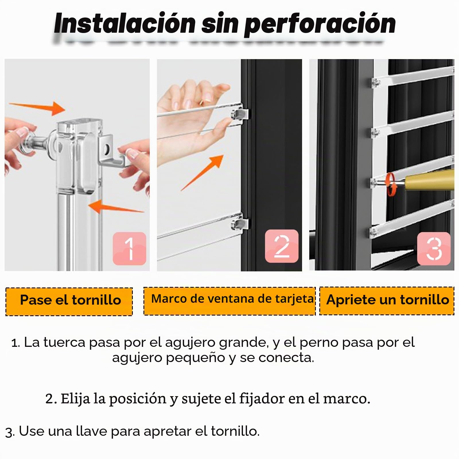 AMUFJJ rejas Ventanas/reja Ventana Red De Seguridad para Ventanas Sin Taladros, Barras De Seguridad Transparentes para Apartamentos, Hoteles Y Hospitales, Protección Infantil.(5 Pack,16in/40.6cm)