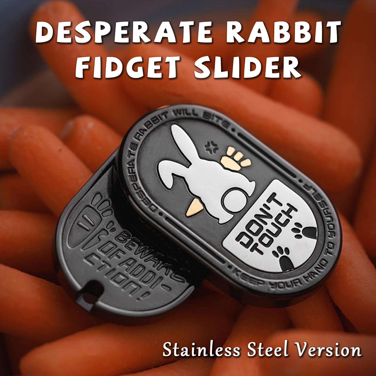 Fidget Slider a forma di coniglio, giocattolo sensoriale per adulti, giocattolo sensoriale per adulti, giocattolo da scrivania per mantenere la concentrazione e alleviare lo stress (nero)