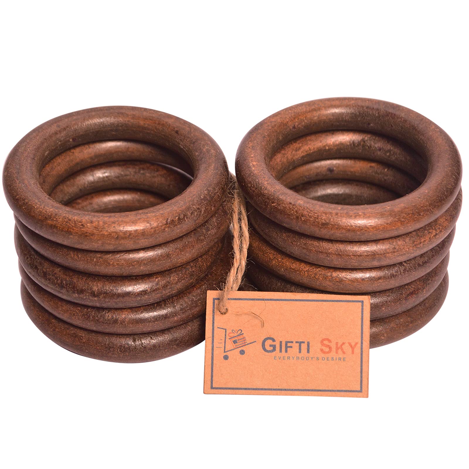 GIFTI SKY Wooden Rings Round 2.5 Inches set of 20 Rings Brown Smooth Unfinished Wood Circles for Art and Crafts, DIY, Pendant Jewelry Making, Macrame, Connectors, Wall Hanging, Door Hanging, Bags, Toran, Bandhanwar, Plant Hanger and Crafts Project