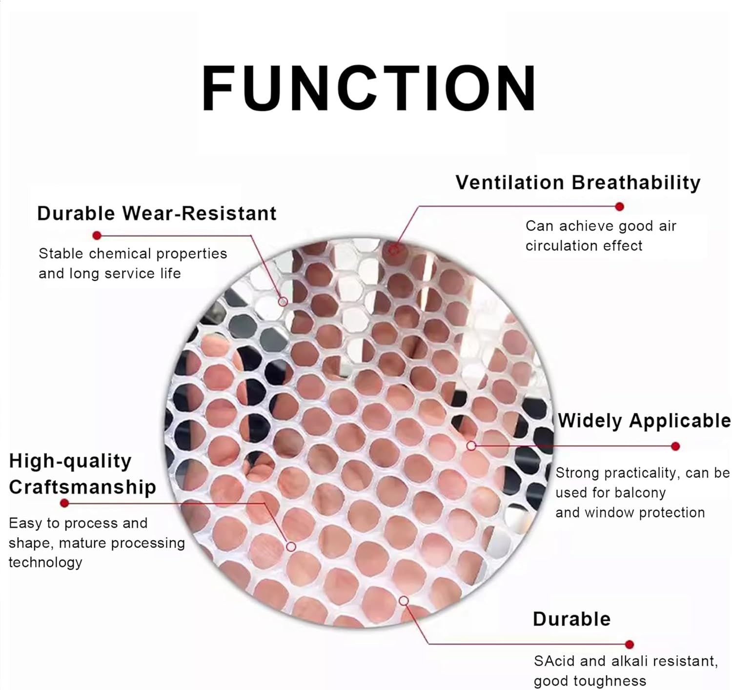 White Garden Fence Mesh 39.3″ Wide Safety Netting Plastic Net Fencing Roll Balcony Protection Window Isolation Net for Snow, Poultry, Chicken, Patio, Animal Barrie(Size:1x10M - Mesh 1.2cm,Color:White)