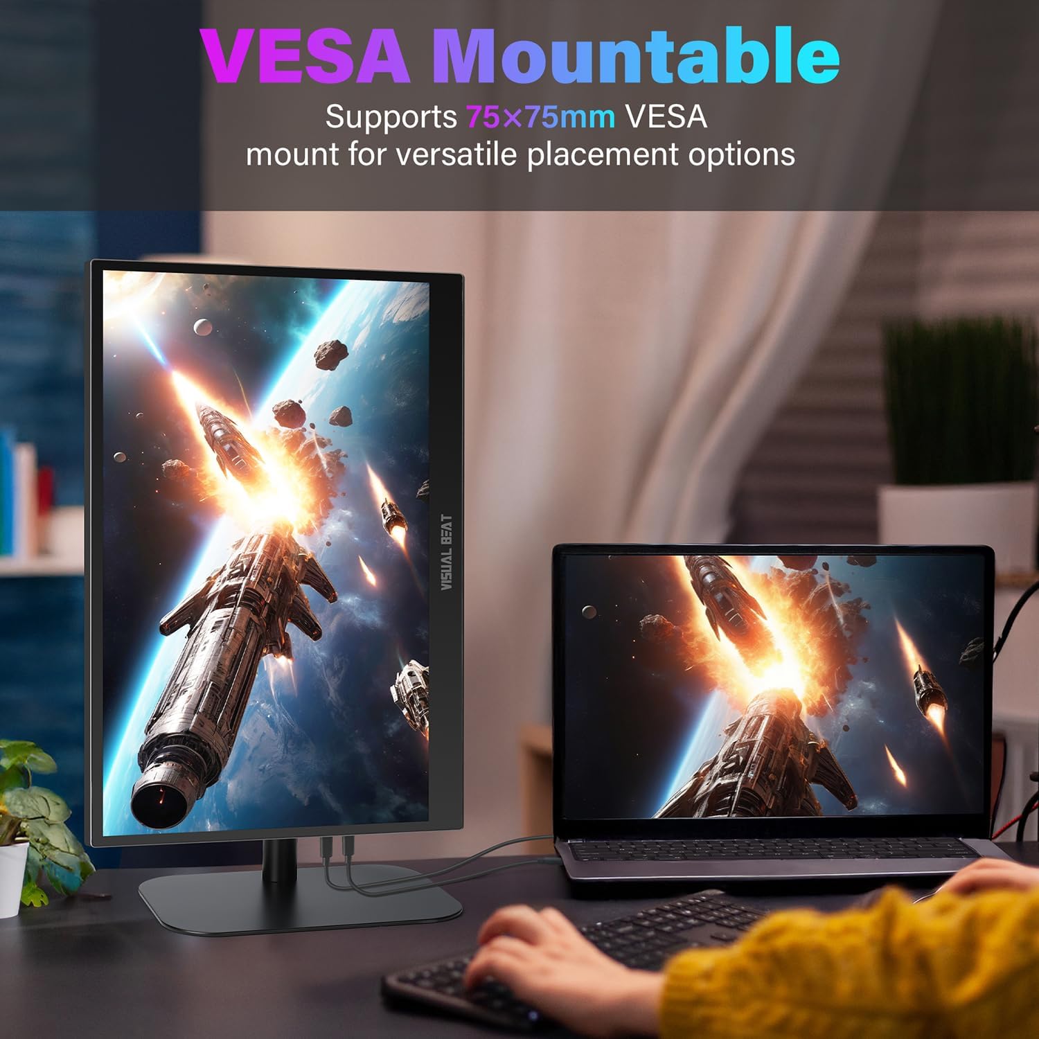71TZm3MYbVL._AC_SL1500_ Monitor Portátil 17.3'' 4K com Tela Táctil, UHD 500Nits 100% AdobeRGB IPS HDR para Viagem, USB, Type-C e HDMI, Alto-Falantes Duplos, VESA e Capa Inteligente - para Laptop PC Celular PS4/5 Xbox, etc.