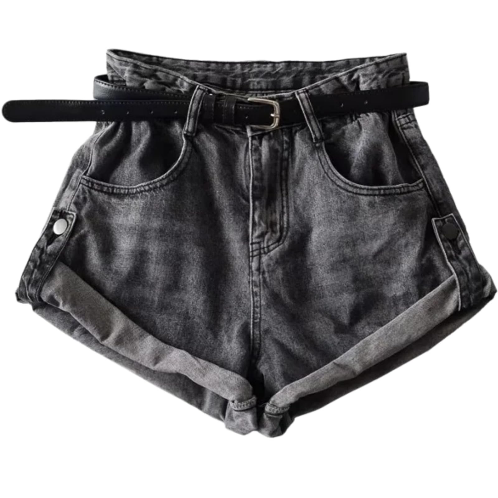 WANGSHUO Shorts di Jeans Donna Pantaloncini in Denim A Gamba Larga Vita Alta con Bottoni E Tasche Casual Summer Bottoms-Army Green-l