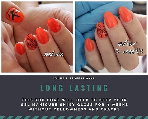 Miniatura 4 de LYUNAIL Professional Capa superior para manicura de gel, acabado brillante brillante, esmalte de uñas de gel, botella de gran volumen de 0.5fl oz,
