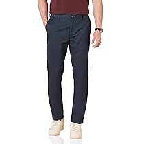 Amazon Essentials Pantaloni Chino Aderenti con Parte Piatta sul Davanti Resistenti alle Pieghe Uomo, Blu Marino, 34W ,  29L