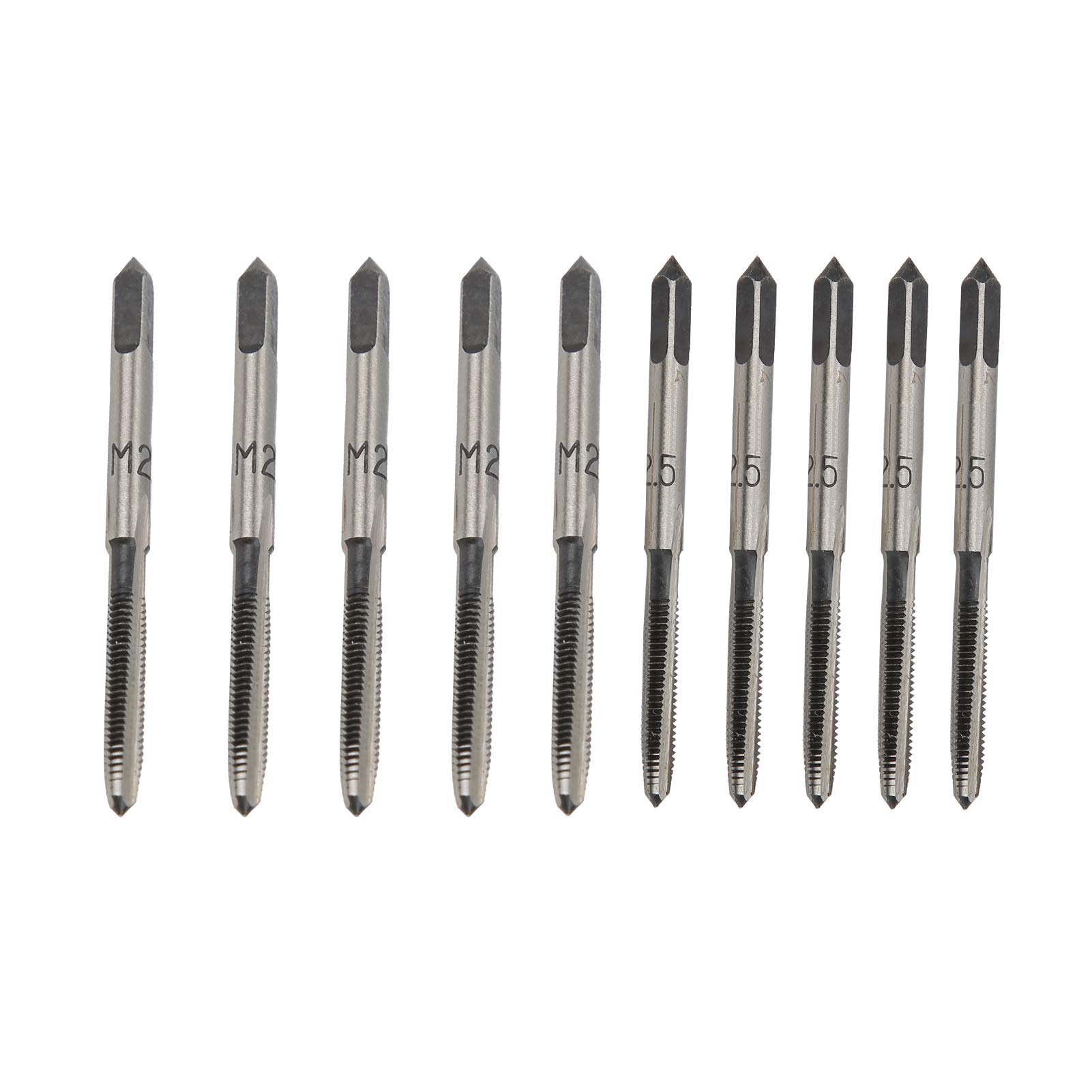 Metric Tap, Metric Thread Machine Taps, M2.5 Carbon Steel Straight Groove Taps, 5pcs Taper Tap with 5pcs Plug Tap,Tap, Thread Milling Taps