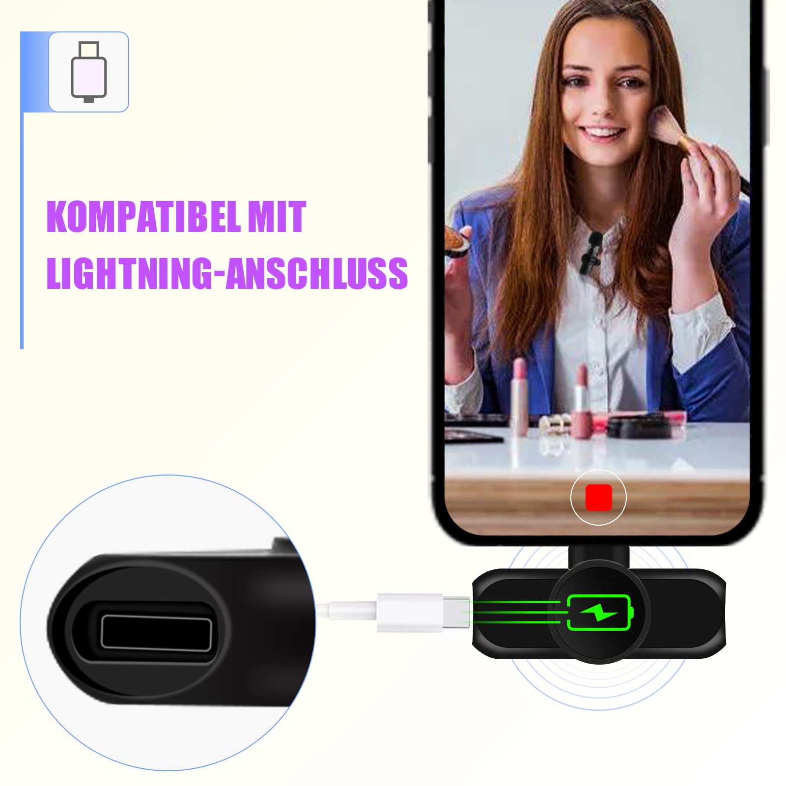 Draadloze Microfoon Voor Iphone IPad, Draadloze Lavalier Microfoon Met Ruisonderdrukking Automatische