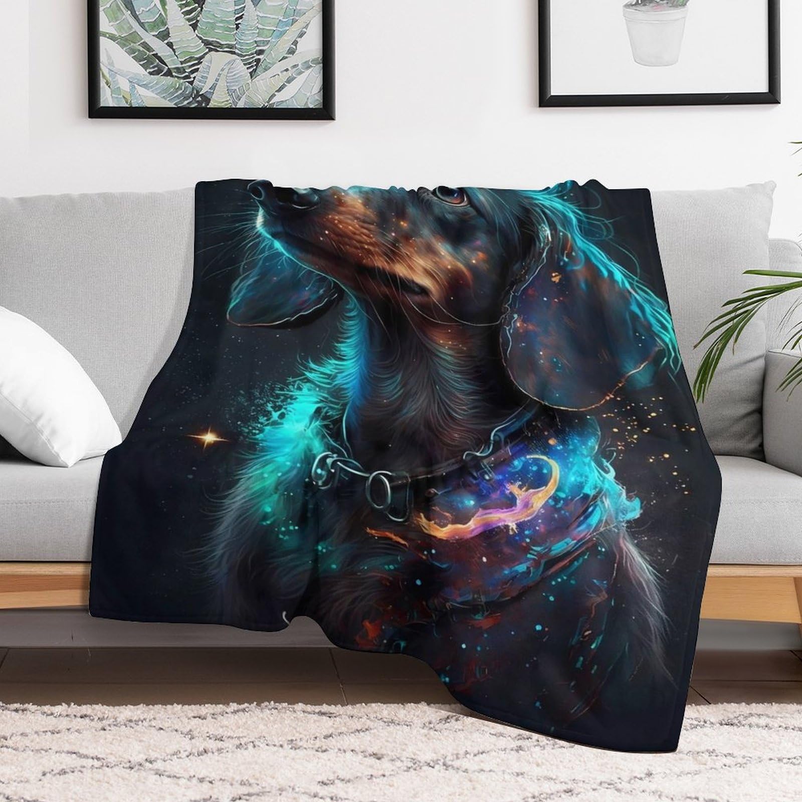 Decke Flannel Kuscheldecken Dackel Hund Couchdecke, Warme Weiche Vier Jahreszeiten Decken, Schlafdecke Tagesdecke 150×200cm