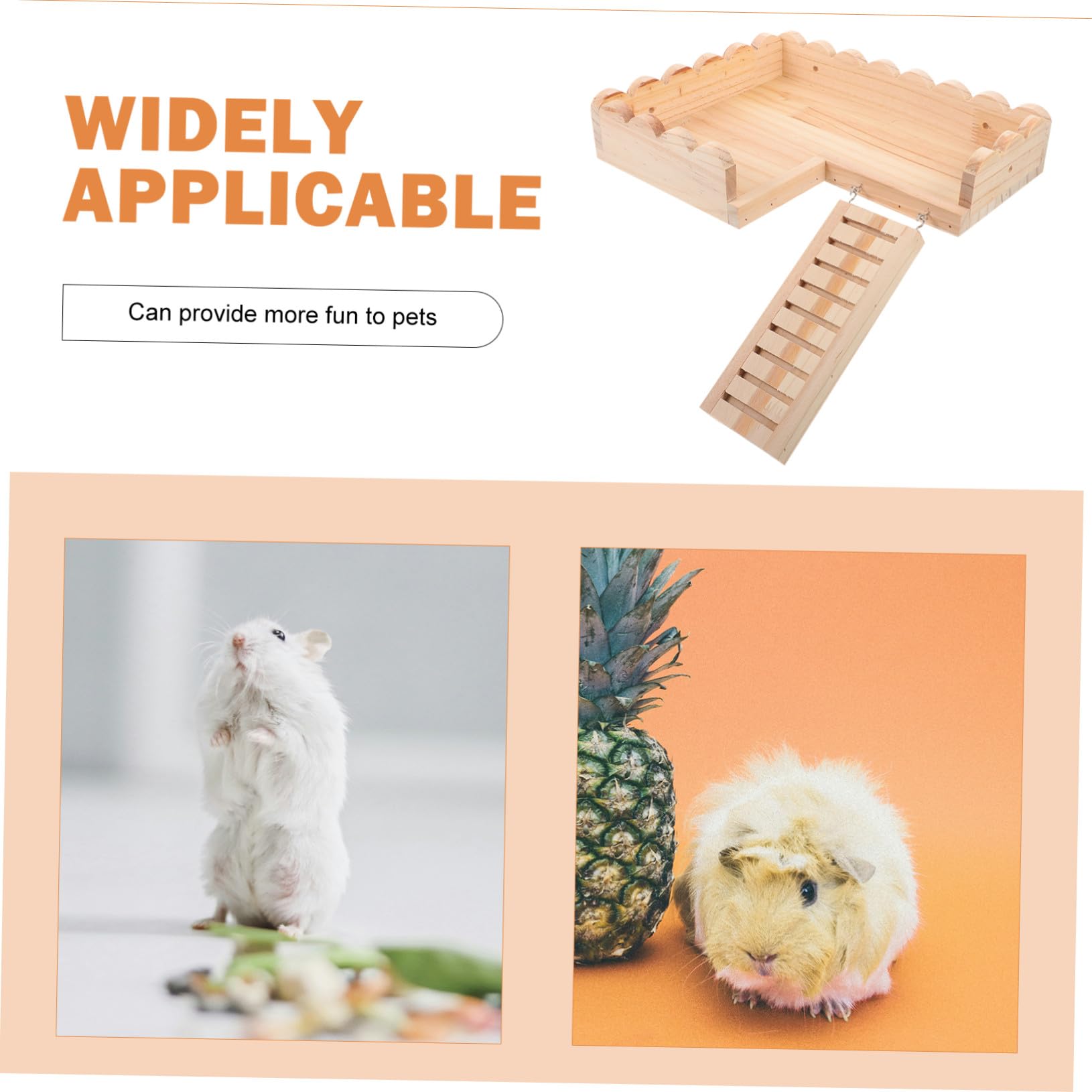 BESPORTBLE Hamsterplattform aus Massivholz mit Krabbelleiter und Zubehör für Hamsterkäfige Funktionsreiches Hamsterspielzeug mit Khakifarbenem Kunststoff und Einfacher Lagerung
