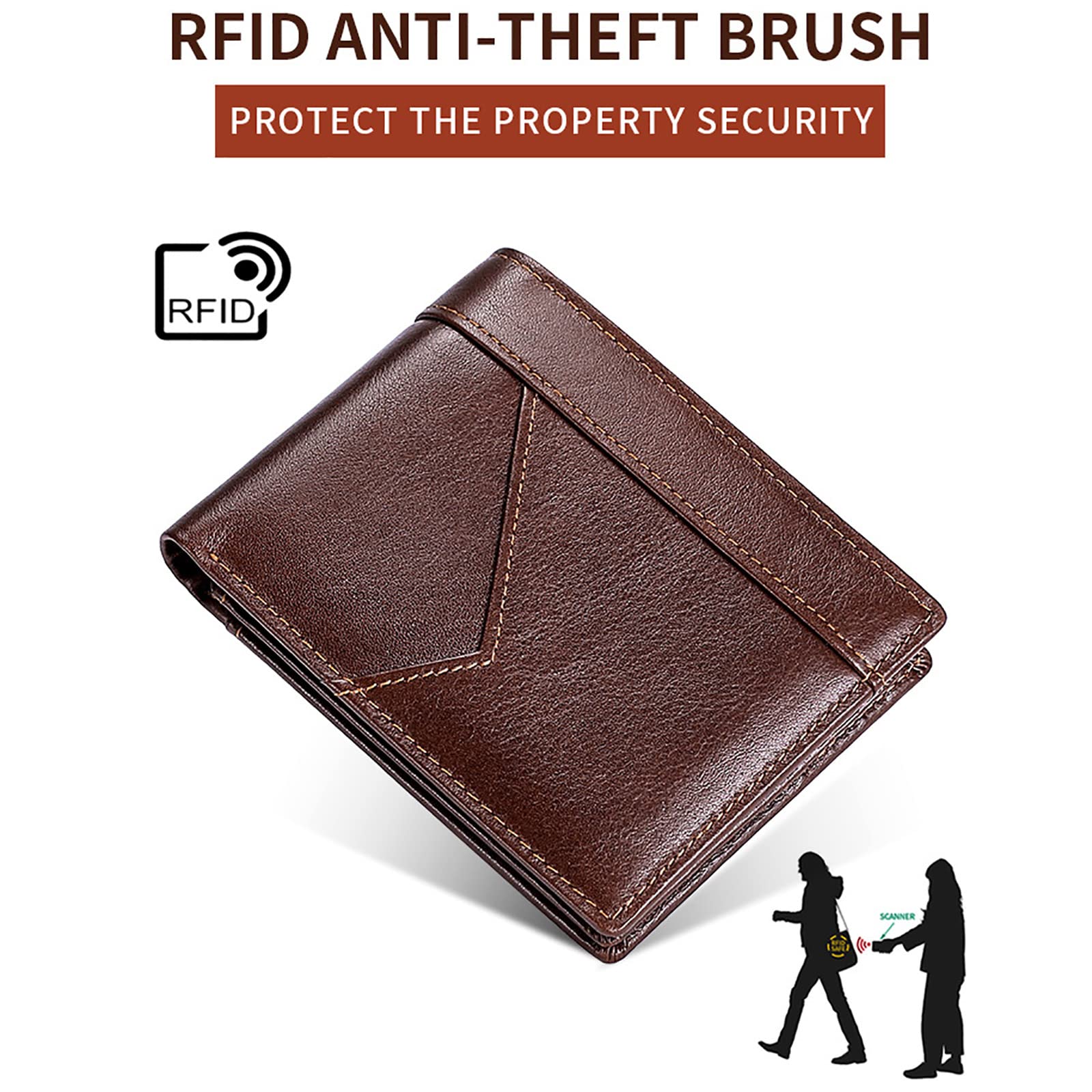 Portafogli, Portafoglio da Uomo con Blocco, 2 Scomparti for Banconote, 1 Finestra for Documenti d'identità, Porta Carte di Credito in Pelle(Unique Colour)