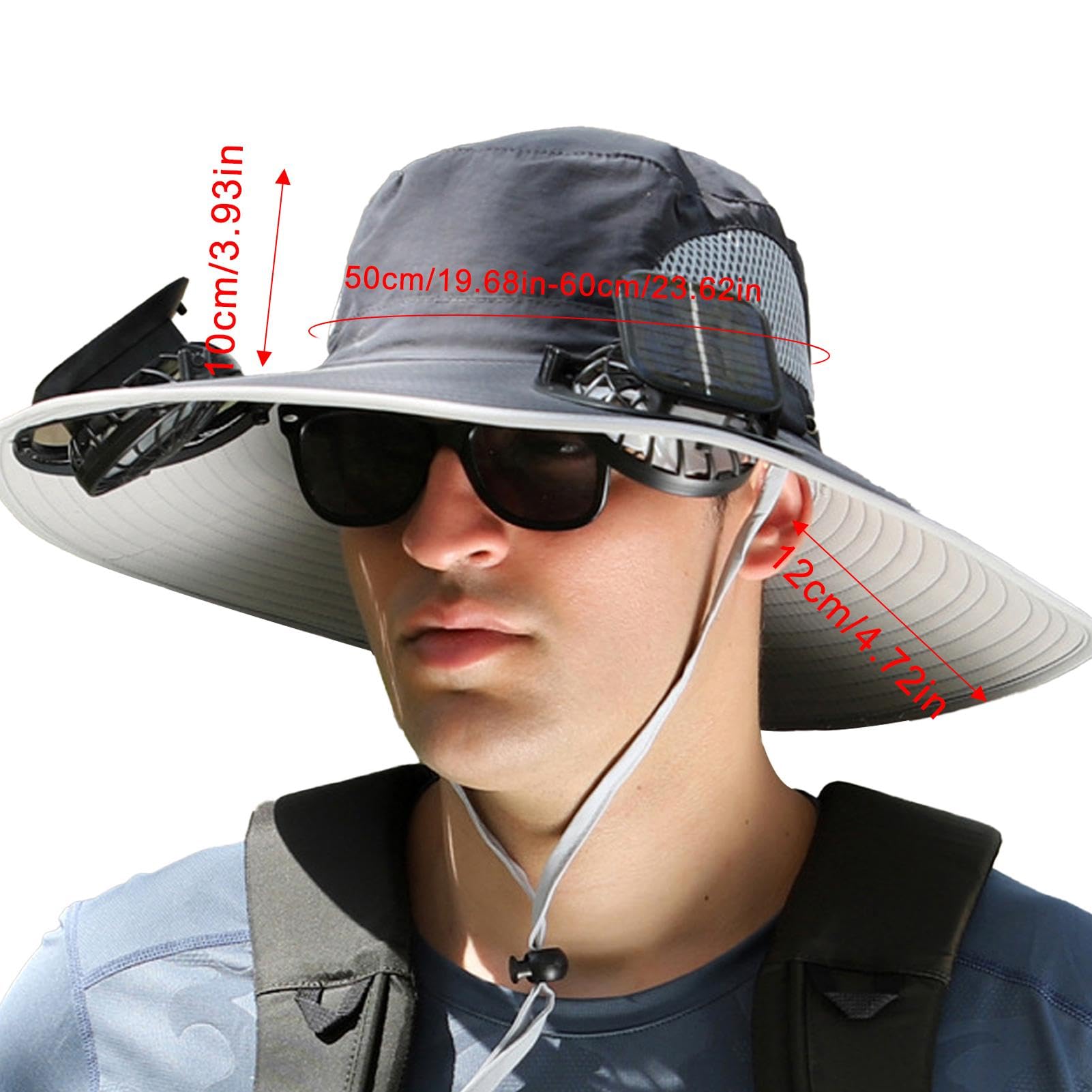 Cappello da Sole A Tesa Larga con Ventilatore Solare, Cappello da Ventilatore Solare per Uomo Donna, Cappello Sole Estivo per Ventilatore Solare, Cappellino Pesca con Ventola, Ricarica USB