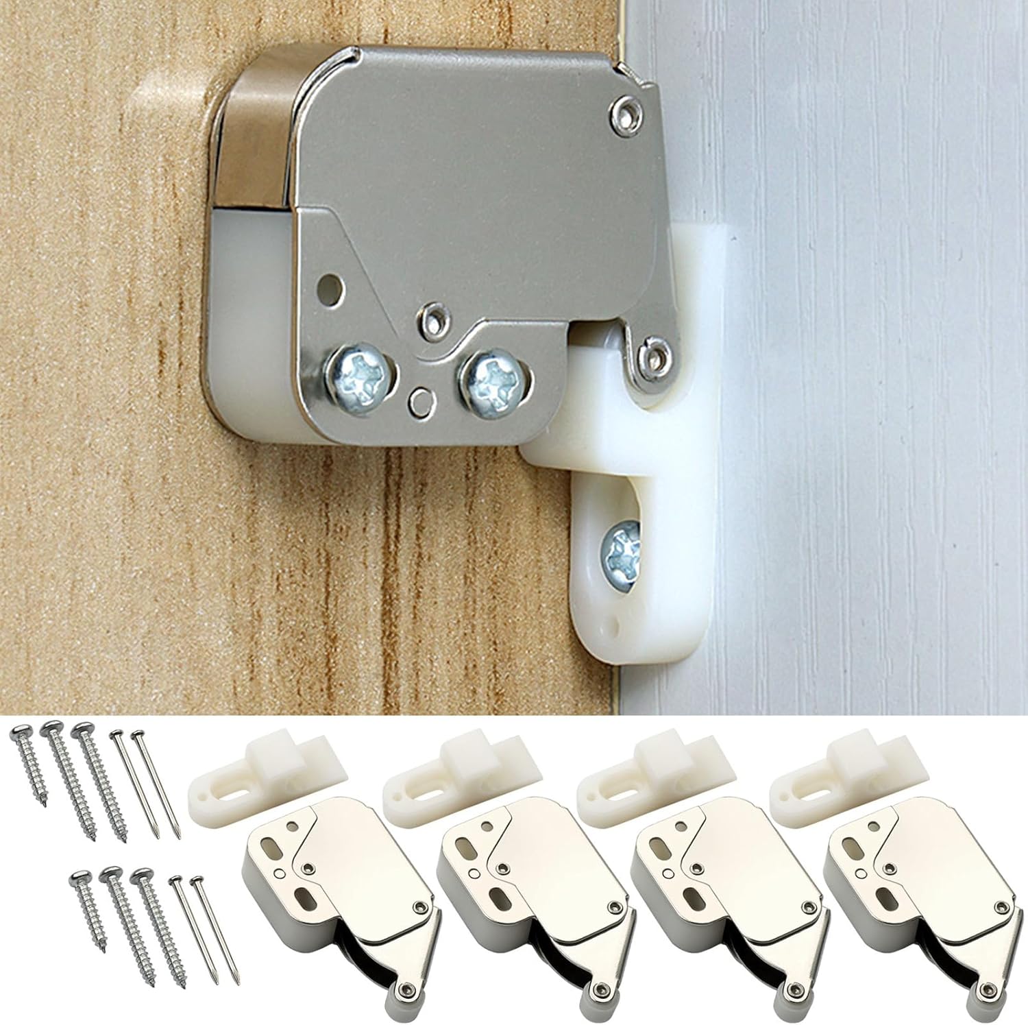 4 PCS Door Latch, Invisible Push to Open Door Latch for Home