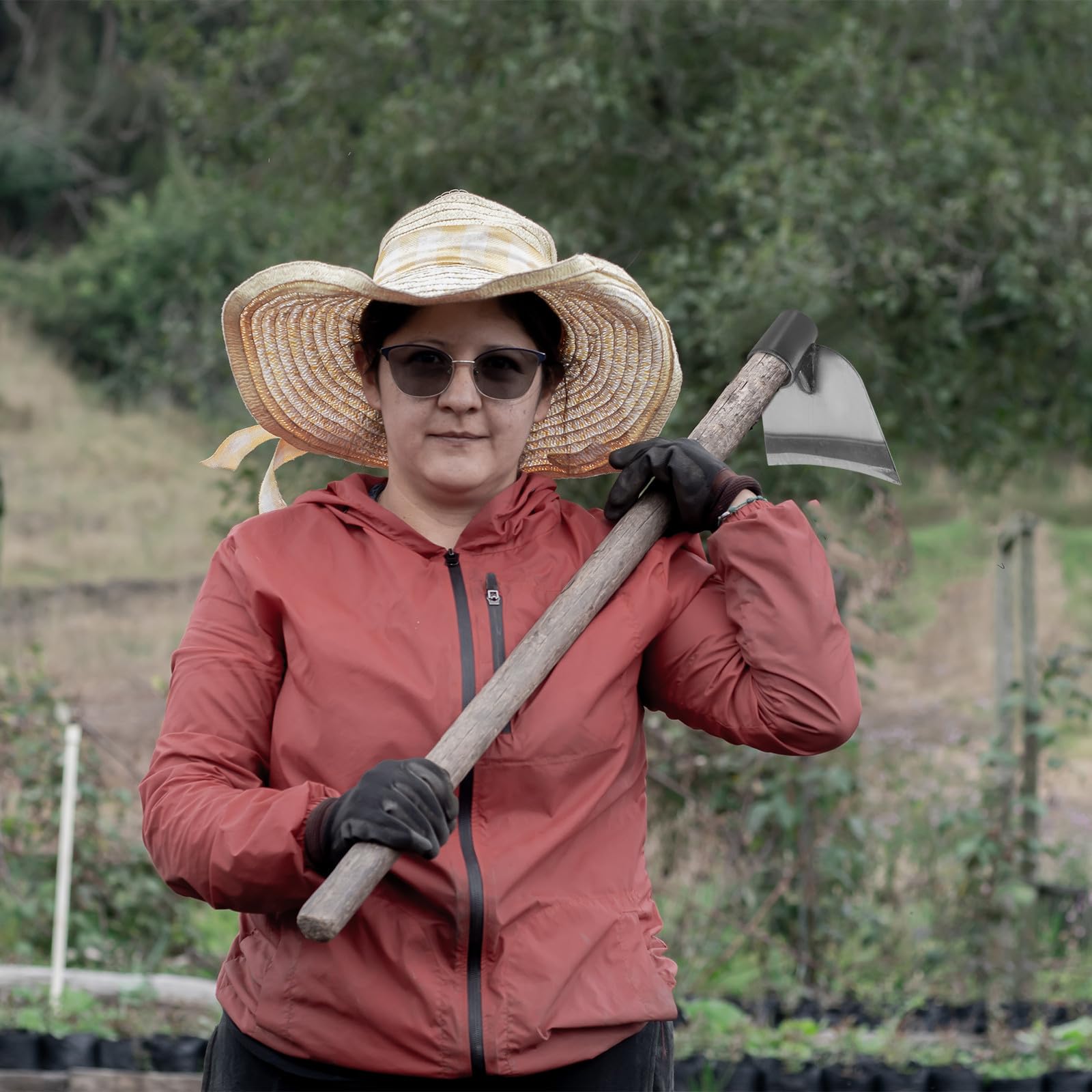 SEWACC Herramienta de Acero Inoxidable para Jardinería Cabeza Afilada y Mango Ergonómico, Herramienta Resistente para Excavar y Eliminar Hierbas No Deseadas en Huertos Domésticos