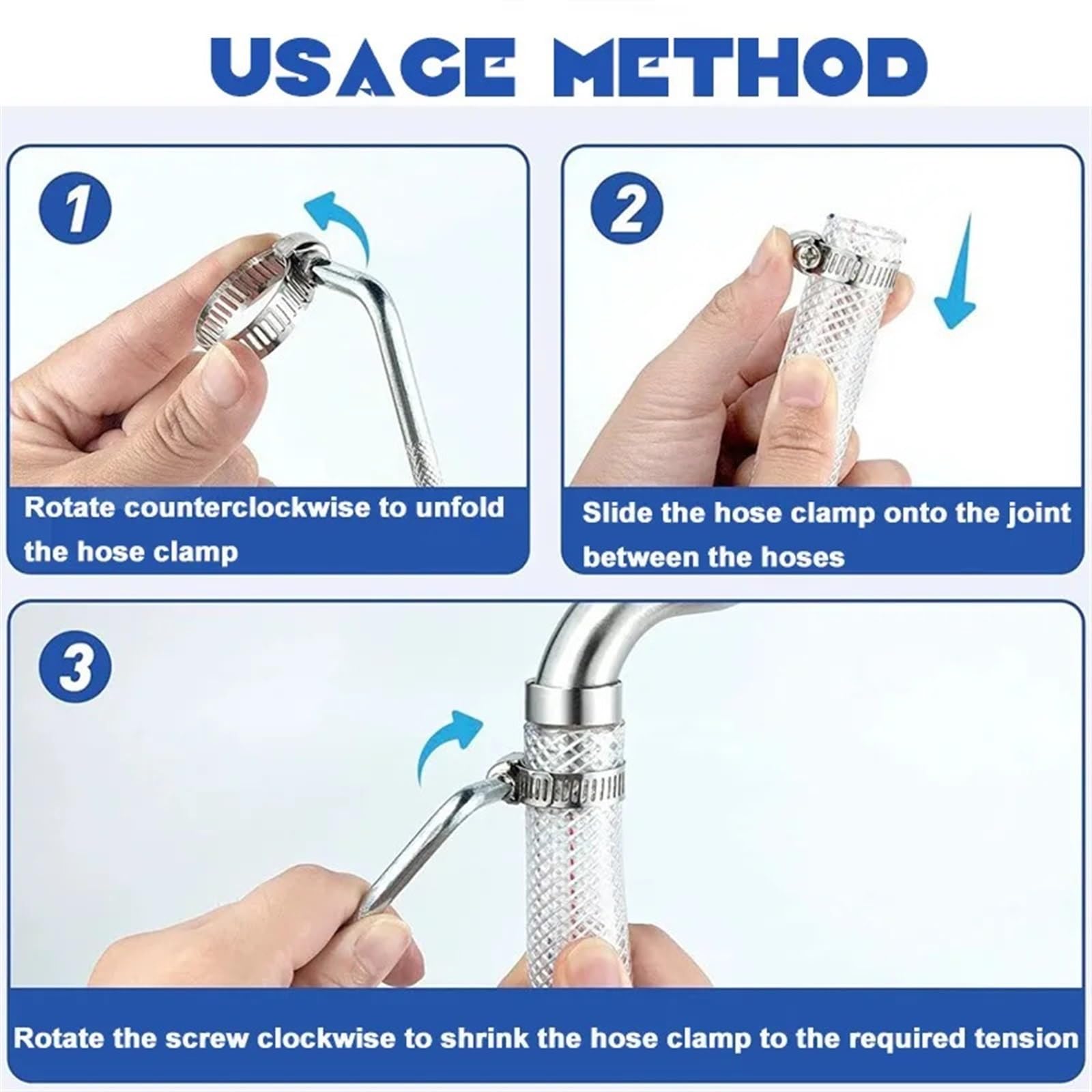 Verstellbare Schlauchklemmen Verstellbare Schlauchschellen aus Edelstahl mit Schraubband, for Kraftstoffleitungen, Schneckengetriebe, Zangenwerkzeuge, Befestigungselemente for Wasserleitungen(10pcs 16