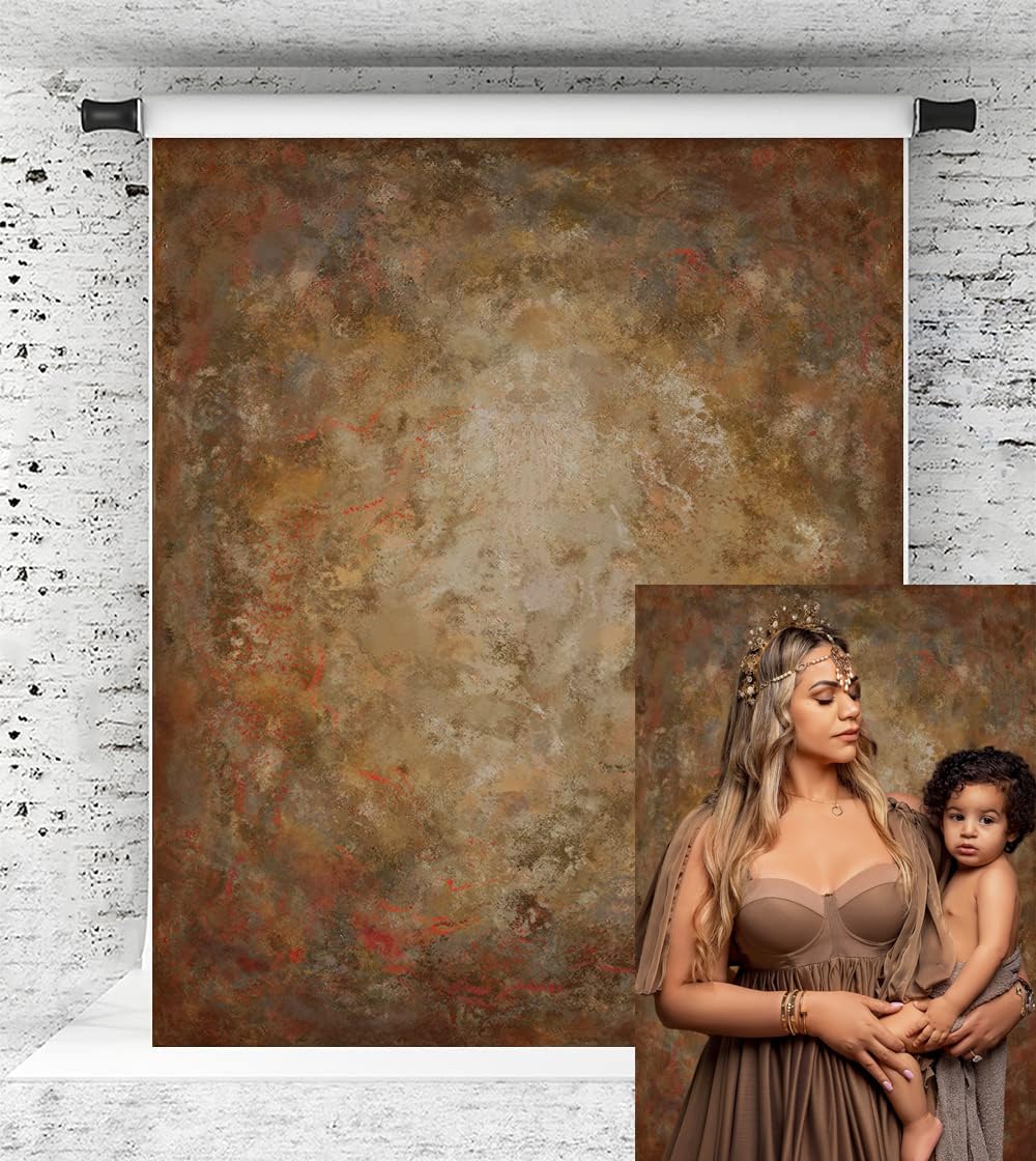 Kate 1.5x2.2m Texture abtraite Marron Gris foncé Toile de fond Peinte