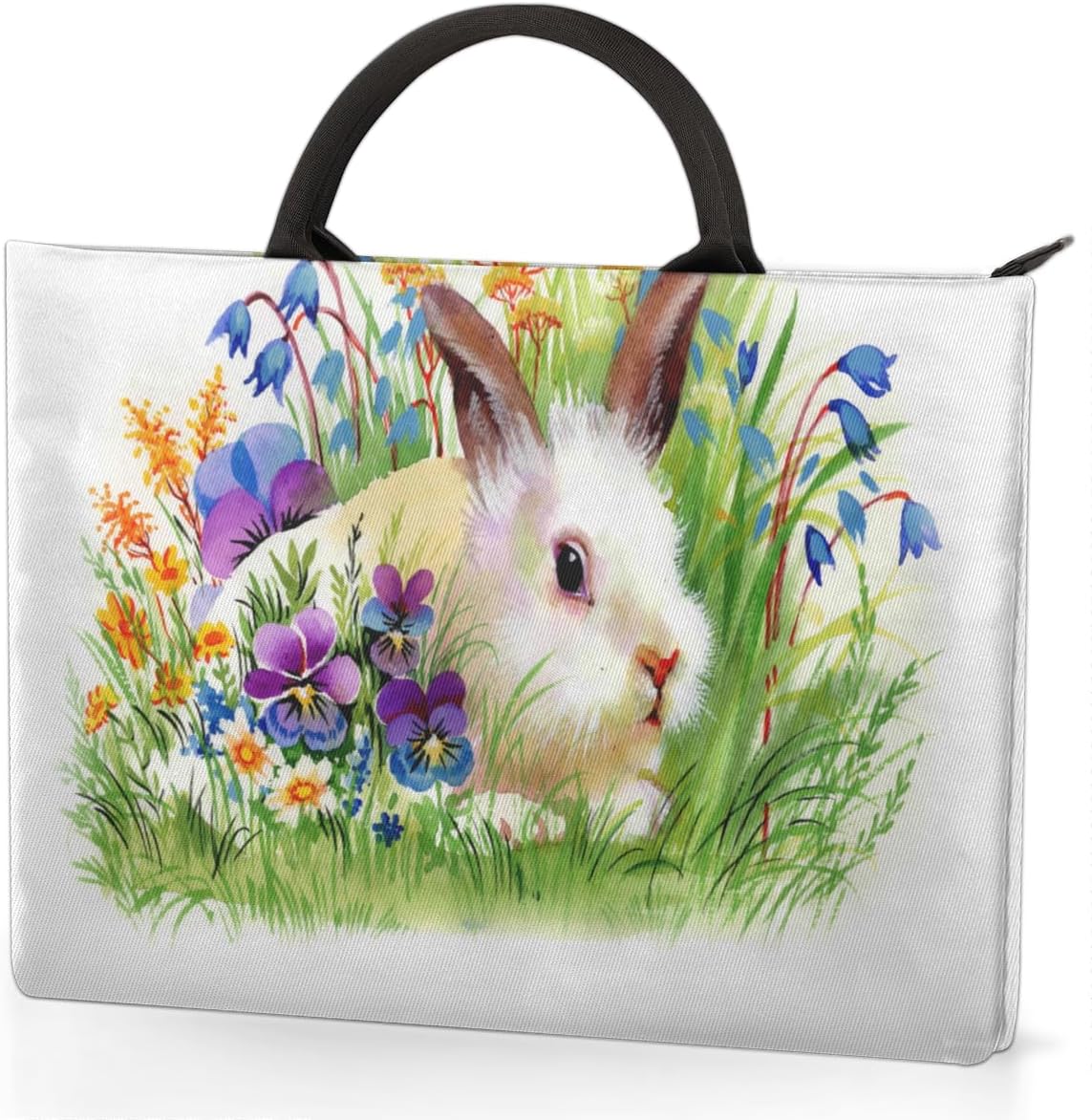 Easter Rabbit Flower Laptop Sleeve 17 Inch Durable Waterproofing with Handle Portable Laptop Case Compatible with Asus HP Dell Lenovo Notebooks