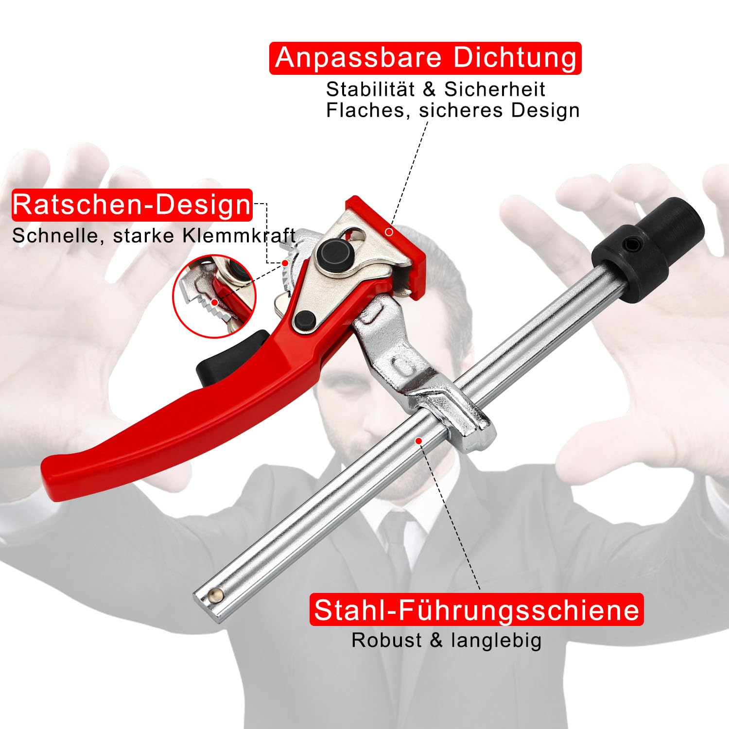Bankhaken 20mm Set, 2× Schnellspann-Hebelzwingen 4× rutschfeste Niederhalter, Tischzwingen aus Chrom-Vanadium-Stahl für MFT-Tisch & Werkbank, präzises und sicheres Holzwerken