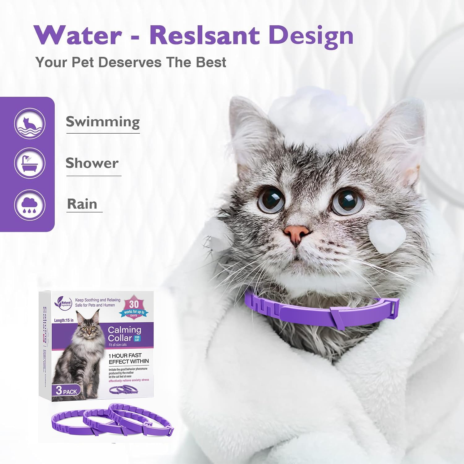 3 Pack Calming Collar for Pets, Cats and Kittens Pheromone Collar Efficient Relieve Reduce Anxiety Stress Calm Relaxing Comfortable Breakaway Collars Adjustable for Small, Medium Large Cat - image 2