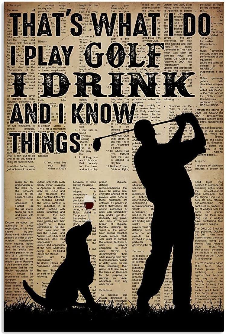 Haosensix Men Playing Golf Metal Sign Vintage Club Decor I Know Things Tin Poster Home Room Bar Wall Decoration Plaque 8X12 Inch