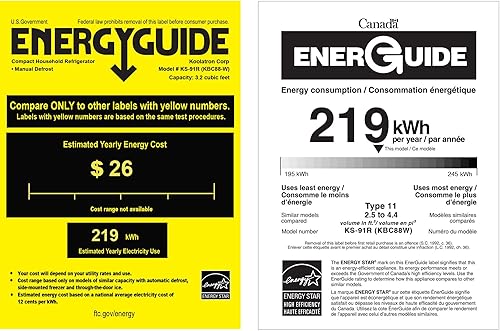 Miniatura 9 de Koolatron Refrigerador compacto con congelador, 3.2 pies cúbicos (91L), blanco, diseño de respaldo plano que ahorra espacio, puerta reversible,