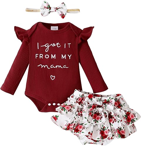 Mioglrie Newborn Infant Baby Girl Clothes Outfits Romper Baby Girl Skirt Set Floral Baby Clothes for Girls Fall Winter