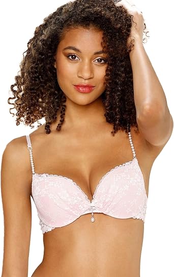 LASCANA Womens Pearl Strap Lace Push Up Bra